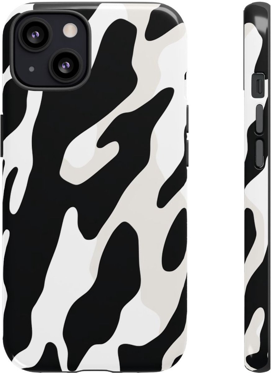 Zwart-Wit Koeienhuidpatroon – Telefoonhoesje Geschikt voor iPhone 13