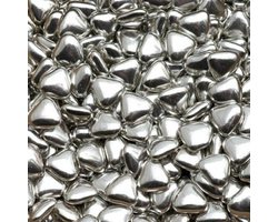 chocolade mini dragee hartjes zilver 1000 gram voor huwelijk