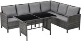 SVITA MADISON polyrattan dining set - tuinmeubelset rotan lounge hoekbank Grijs