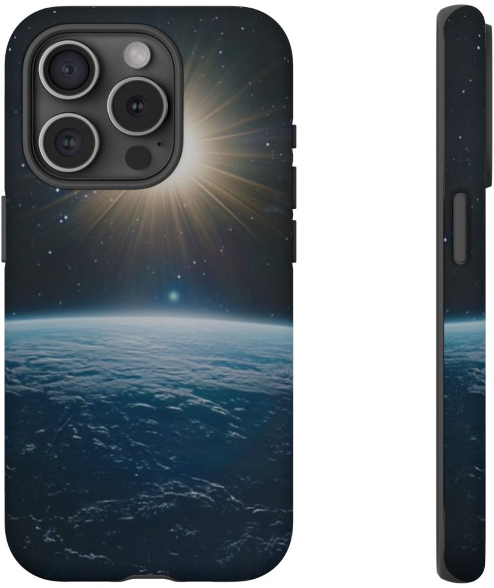 Zonnige Aarde vanuit de Ruimte – Telefoonhoesje Geschikt voor iPhone 15 Pro