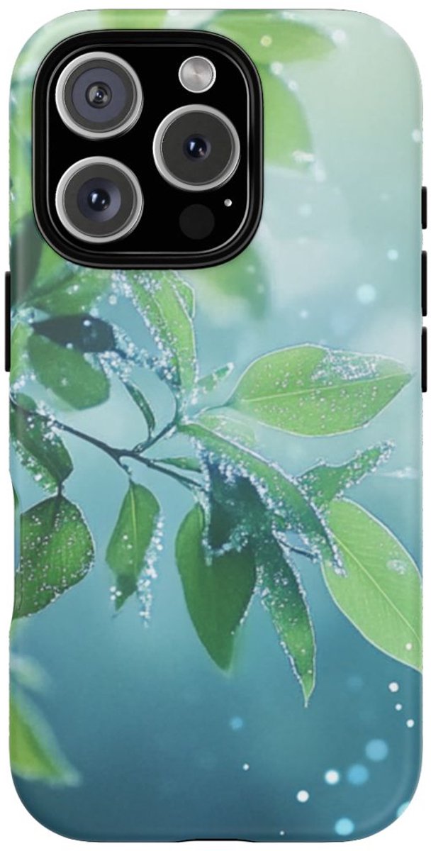 Frisgroene Bladeren met Licht Bokeh – Telefoonhoesje Geschikt voor iPhone 16 Pro