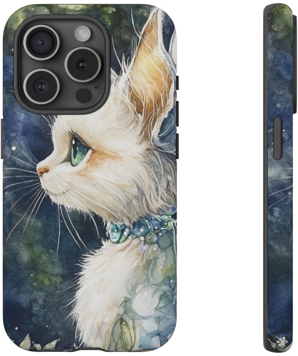 Aquarel Sprookjeskat met Vleugels – Telefoonhoesje Geschikt voor iPhone 15 Pro
