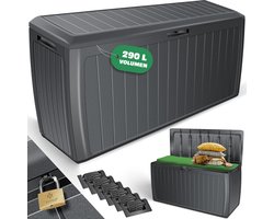 KESSER® opbergbox 290 liter met wielen handgrepen draagvermogen 100 kg Smart Click System kist tuinbox kussenbox antraciet