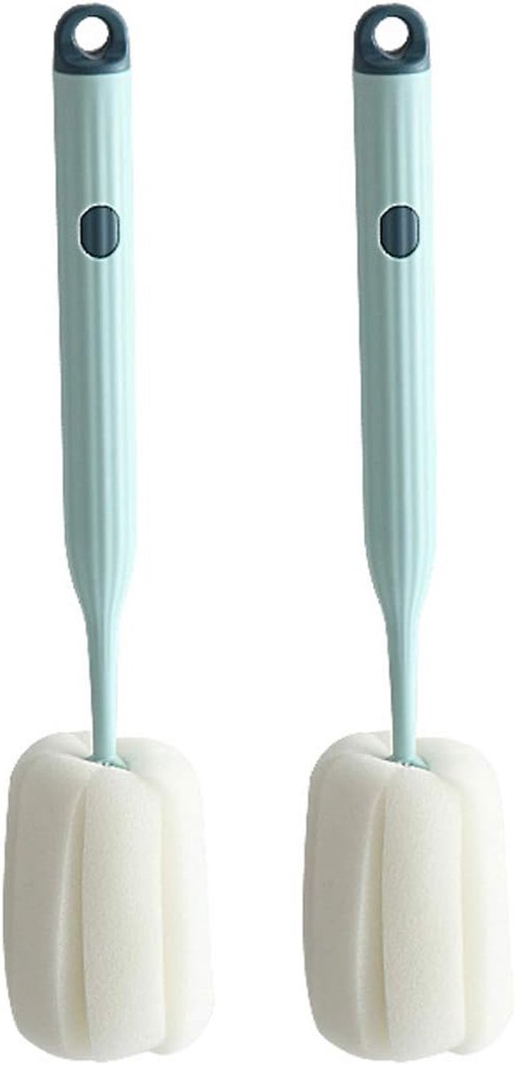 Flessenborstel - 2 sponsborstels voor flessen zijn zacht en gemakkelijk schoon te maken. De sponsborstels voor babyflessen kunnen effectief vlekken en resten op de bodem van de beker verwijderen (blauw).