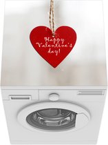 Wasmachine beschermer mat - Een hartje met de tekst happy valentines day voor valentijn - Breedte 60 cm x hoogte 60 cm