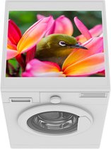 Wasmachine beschermer mat - Tropische vogel tussen bloemen - Breedte 55 cm x hoogte 45 cm