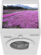 Wasmachine beschermer mat - Veld vol met vlammenbloemen in een paars landschap - Breedte 55 cm x hoogte 45 cm