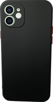 Apple iphone 12 Hoesje Back Cover met camera bescherming Zwart 1x Gratis Glass Screenprotecto