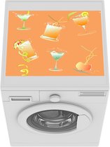 Wasmachine beschermer mat - Cocktail - Oranje - Design - Breedte 55 cm x hoogte 45 cm