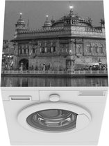 Wasmachine beschermer mat - Zwart-wit beeld Harmandir Sahib Tempel in ochtendschemering - Breedte 60 cm x hoogte 60 cm