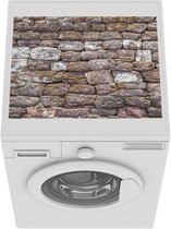 Wasmachine beschermer mat - Antieke stenen muur met kalk - Breedte 55 cm x hoogte 45 cm