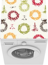 Wasmachine beschermer mat - Kerstkrans - Maretak - Regenboog - Patronen - Breedte 60 cm x hoogte 60 cm