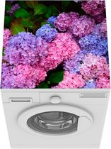 Wasmachine beschermer mat - Roze en blauwe hortensia - Breedte 60 cm x hoogte 60 cm