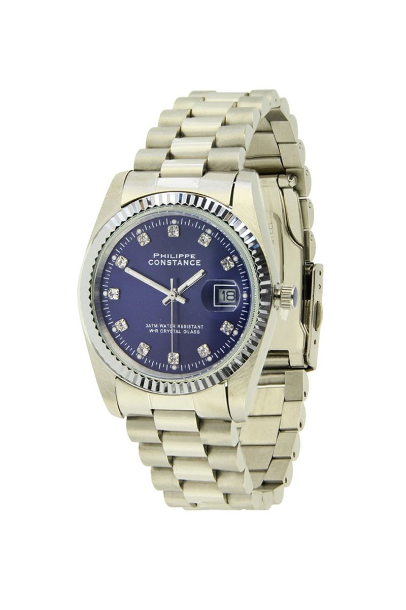 PHILIPPE CONSTANCE "LARGE SERRATED SILVER" STONES BLUE