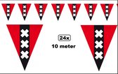 24x Vlaggenlijn Amsterdam 10 meter - Vlaglijn hoofdstad festival thema feest ajax vlag stad steden