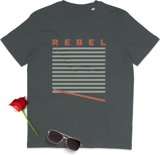 T Shirt Dames - T Shirt Heren - Unisex - Rebel - Korte Mouw - Grijs - Maat 3XL