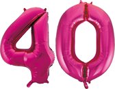 Folie cijfer ballonnen  pink roze 40.
