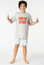 Woody pyjama jongens - lichtgrijs - game over - 221-2-QRS-Z/142 - maat 176