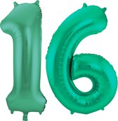 Folieballon 16 jaar metallic groen 86cm