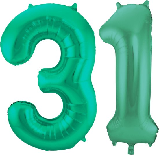 Folieballon 31 jaar metallic groen 86cm