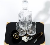 Meadow Lane - Set à whisky de Luxe avec 2 Verres et carafe - 8 pierres et pinces à glace - Décoration Mancave