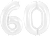 Folieballon 60 jaar metallic wit 86cm