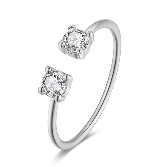 Ring Twice As Nice en argent, 2 zircons cubiques, 4 mm 54