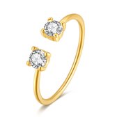 Twice As Nice Ring in 18kt verguld zilver, 2 zirkonia, 4 mm  54