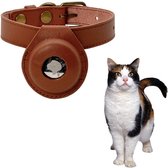 AirTag halsband voor Katten inclusief AirTag - Halsband inclusief AirTag voor Katten - AirTag Halsband- Bluetooth Tracker Halsband voor Katten - Echt Leer - Bruin