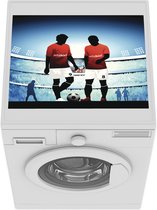 Wasmachine beschermer mat - twee voetballers in een stadion - Breedte 55 cm x hoogte 45 cm