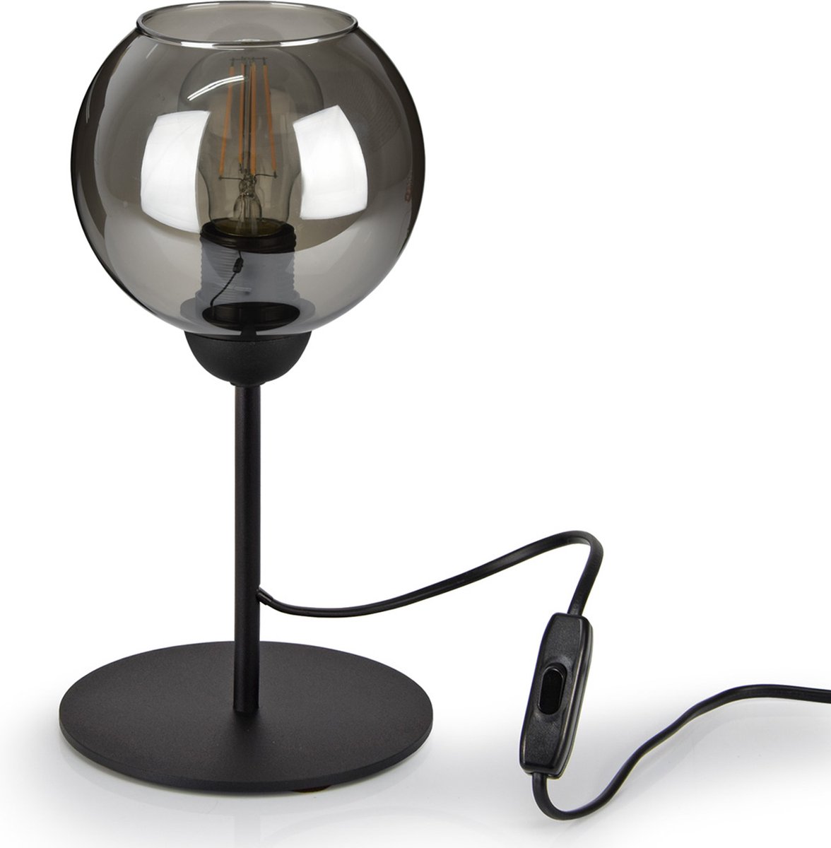 Tafellamp Glass Serie - Slaapkamer, Woonkamer - Zwart - Industrieel
