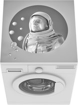 Wasmachine beschermer mat - Illustratie van een astronaut - zwart wit - Breedte 60 cm x hoogte 60 cm