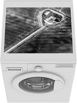Wasmachine beschermer mat - Boerderij - Luchtfoto - Zwart - Wit - Breedte 55 cm x hoogte 45 cm