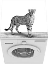 Wasmachine beschermer mat - Jachtluipaard dierenprint - zwart wit - Breedte 60 cm x hoogte 60 cm