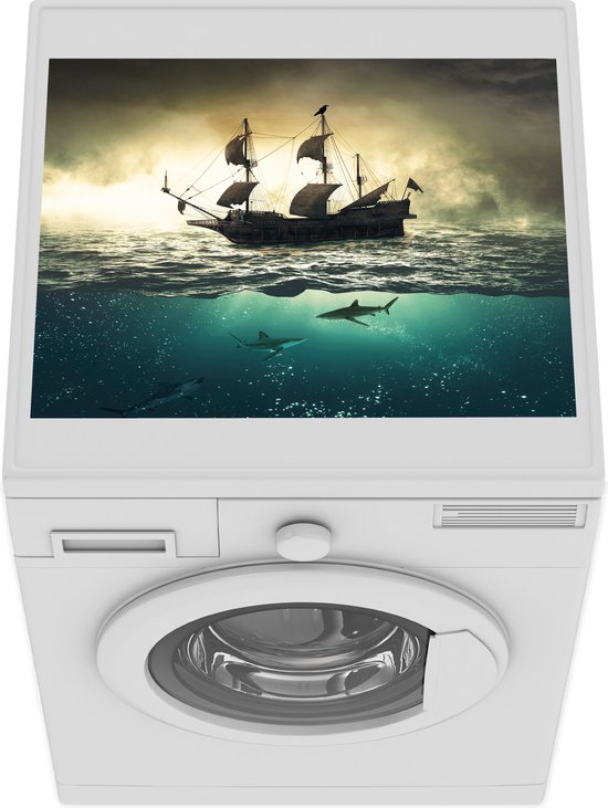 Protège machine à laver - Tapis de machine à laver - Mer - Bateau - Requin  - 55x45 cm... | bol.com