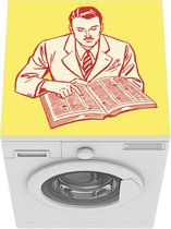 Wasmachine beschermer mat - Illustratie van de man die een krant leest - Breedte 60 cm x hoogte 60 cm