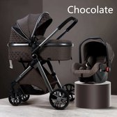 Bolina® 3-1 Luxe Kinderwagen | Multifunctionele buggy | Opklapbare wandelwagen | Inclusief reiswieg en stoel | Hoge kwaliteit | Bruin