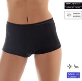 Brubeck Comfort | Dames Onderbroek Boxershort Naadloos met Merino Wol - 2 Pack - Zwart - L