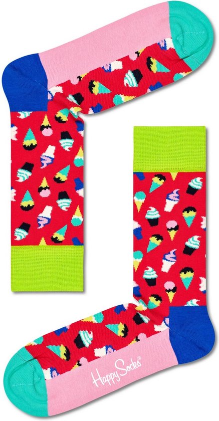 Happy Socks Ice Cream Sock - rood met ijsjes - Unisex - Maat: 36-40
