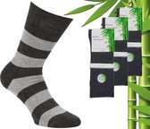 3 Paar Boru Bamboo Sokken - Bamboe - Stripe - Antra - Maat 46-47