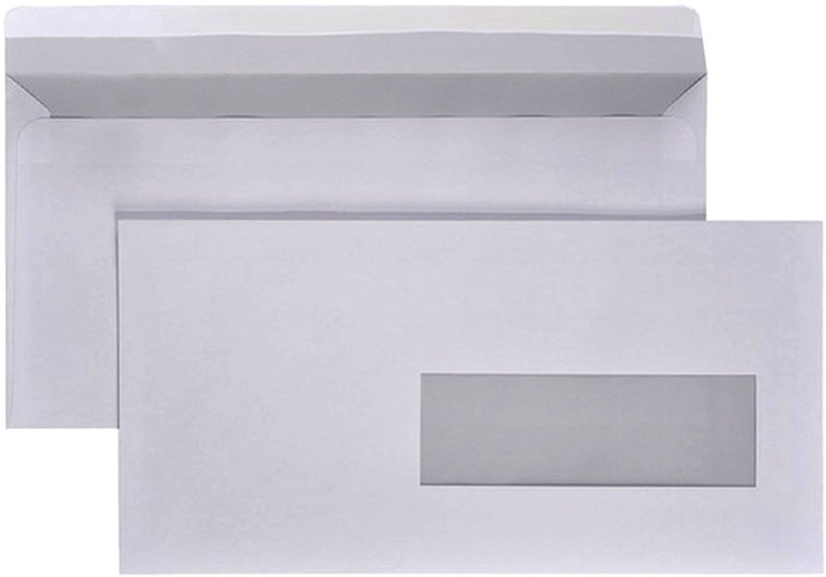 Exclusive enveloppe 110 x 220 mm - fenêtre à droite EA5/6 autoadhésive (200  pièces) - blanc