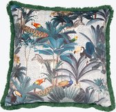 Malini SC-Ferao Cushion - Kussen - Sierkussen - 45x45cm - Zachte Stof - Groene Achterkant