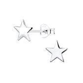 Joy|S - Zilveren ster oorbellen - 8 mm - basic egaal