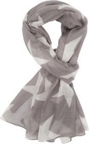 Lichte dames sjaal met sterren print | Grijs met wit | Mode accessoire | Geschenk | Cadeau voor haar