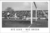 Walljar - Poster Ajax met lijst - Voetbalteam - Amsterdam - Eredivisie - Zwart wit - AFC Ajax - NAC Breda '63 II - 20 x 30 cm - Zwart wit poster met lijst