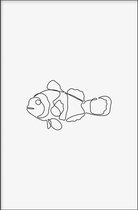 Walljar - Finding Nemo Line Art - Dieren poster