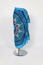 Om Namaste Sarong Pareo Saunadoek Wikkeljurk - 503 - Blauwe Mandala - Griekse stijl