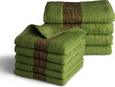 Luxe  handdoek set - 9 delig - 5x 50x100 + 4x 70x140 - groen - wooden tree - jacquard geweven - 100% katoen - extra zacht badstof - handdoekset - handdoeken - luxe set badhanddoeke