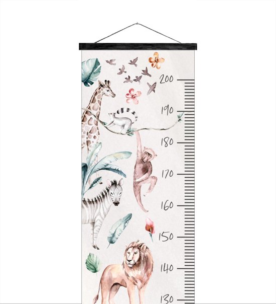 Groeimeter canvas met houten latten - Groeimeter kinderkamer - Kind -  Jungle - Dier -... | bol.com