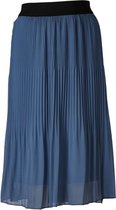 Dames plisse rok uni met elastische brede tailleband - petrol - kort | Maat S-XL